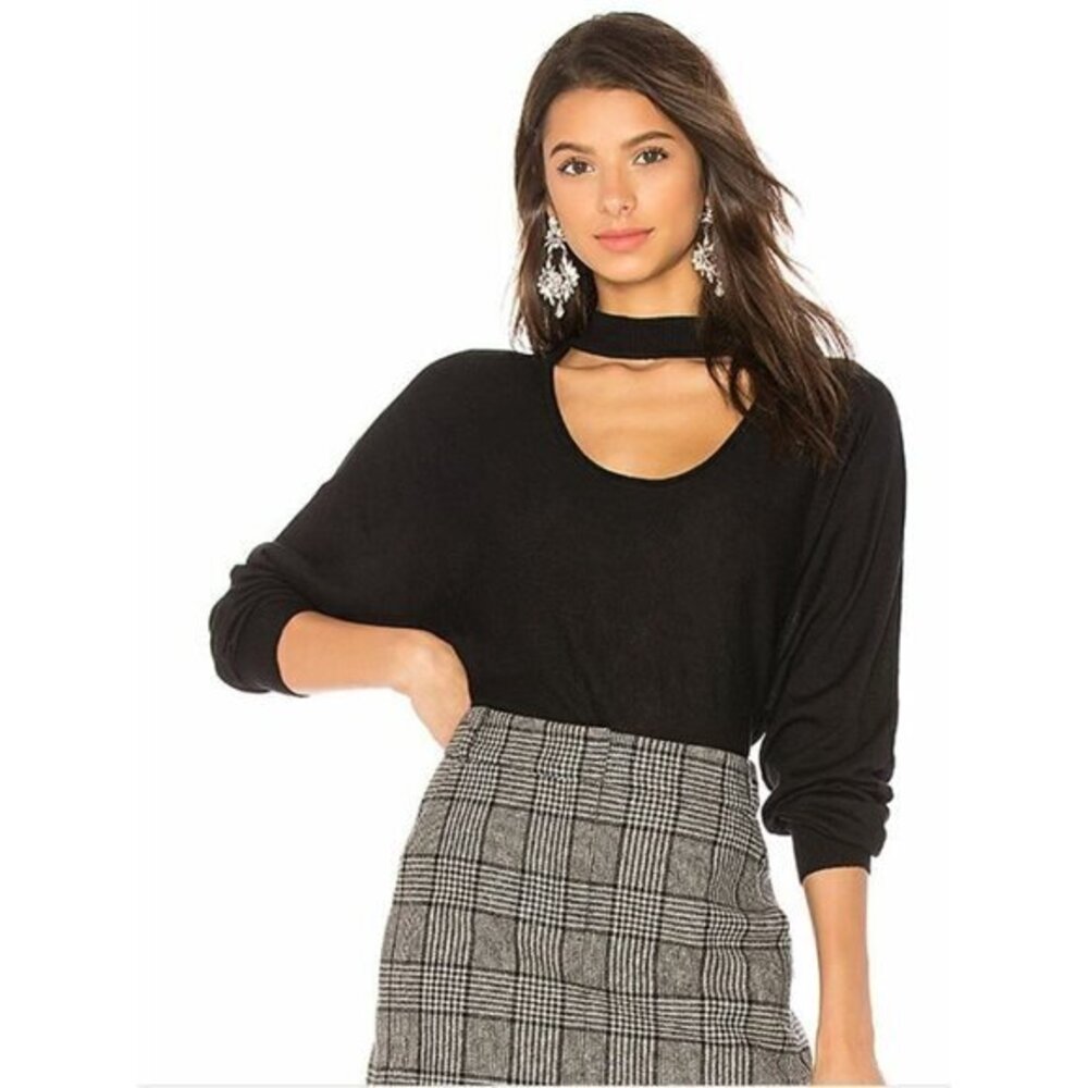Splendid Kenton SWeater Two Way Black Knit Top Long Sleeve Sz XL New  $125